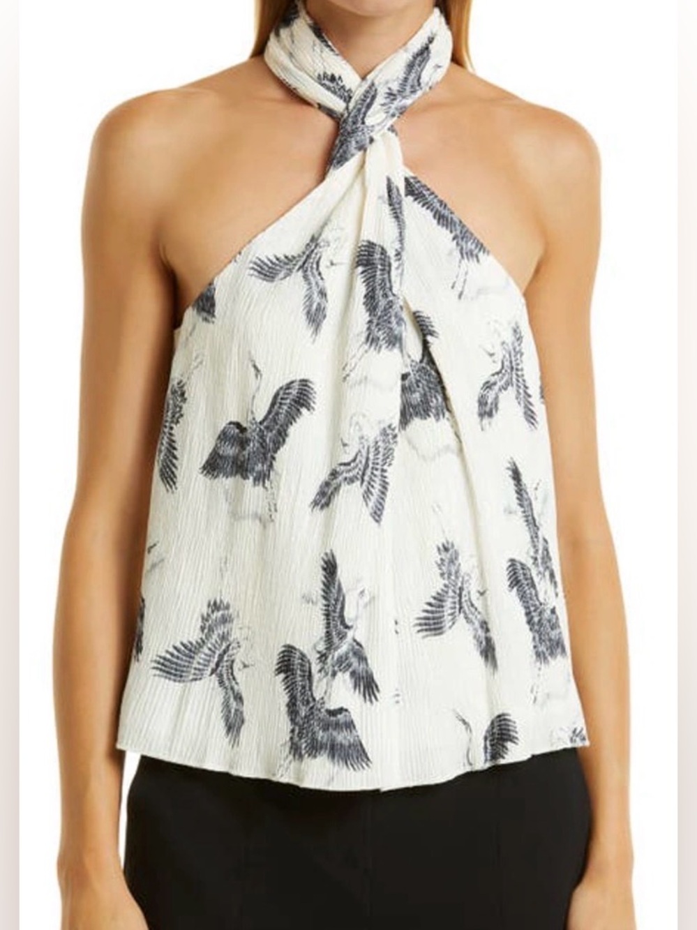 Anine Bing Becca Crane Halter Top Ivory